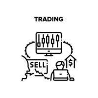 commercio attività commerciale vettore nero illustrazione