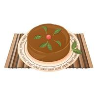 Cinese nuovo anno dolce. dolce riso torta con bacca su di legno tovagliolo. asiatico tradizionale piatto. vettore piatto disegnato illustrazione per ristorante piatti, menù, manifesto, volantino, striscione, cucinando concetto