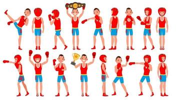 maschio esercizio boxe vettore. attivo sport stile di vita. atleta nel azione. cartone animato personaggio illustrazione vettore