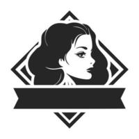 nero e bianca logo raffigurante un' elegante e elegante ragazza. per il tuo attività commerciale. vettore