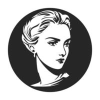 nero e bianca logo raffigurante un' bellissimo e sofisticato ragazza. minimalista stile con pulito Linee e un' semplice ancora efficace design. vettore