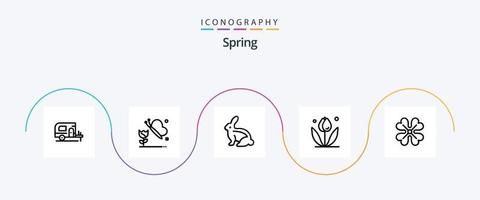 primavera linea 5 icona imballare Compreso primavera fiore. anemone fiore. Pasqua coniglietto. anemone. natura vettore