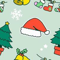 Natale, nuovo anno senza soluzione di continuità modello, linea sfondo, inverno vacanza illustrazione. vettore icone di pino albero, regalo, lettera per babbo natale, regali, neve.