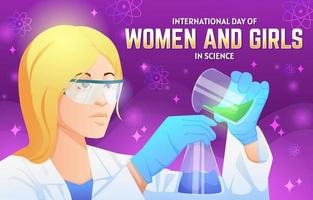 internazionale giorno donne e ragazza nel scienza manifesto vettore