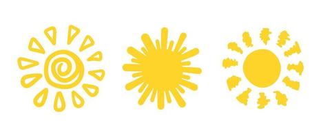 insieme di elementi di doodle sun.design. illustrazione vettoriale. vettore