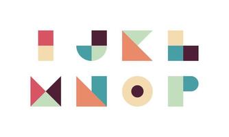 geometrico alfabeto e moderno astratto carattere tipografico con numeri, punteggiatura segni, stilizzato colorato tipografia carattere, alfabeto piatto vettore illustrazione.