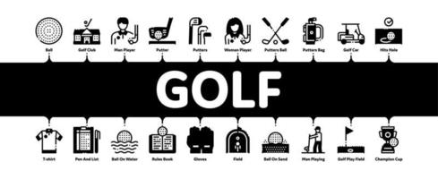 golf gioco minimo Infografica bandiera vettore