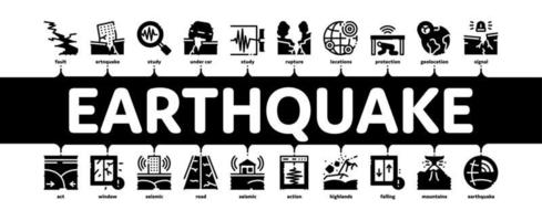 terremoto disastro minimo Infografica bandiera vettore