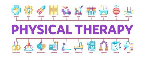 fisico terapia e recupero minimo Infografica bandiera vettore