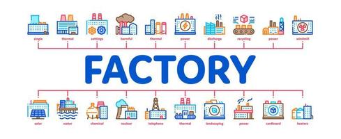 fabbrica industriale minimo Infografica bandiera vettore