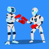 Due robot siamo boxe su squillare vettore. isolato illustrazione vettore