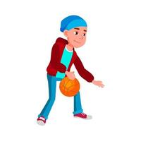 scuola ragazzo giocando pallacanestro sport gioco vettore