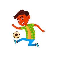 scolaro bambino giocando calcio sport gioco vettore