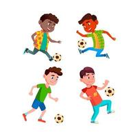 scolari giocando calcio sport gioco impostato vettore