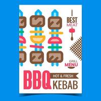 bbq kebab griglia menù pubblicità bandiera vettore