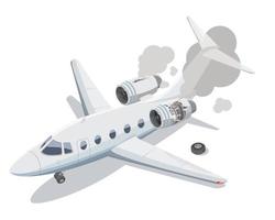 privato aereo incidenti fra decollare e atterraggio schianto viaggio assicurazione illustrazione isometrico isolato vettore