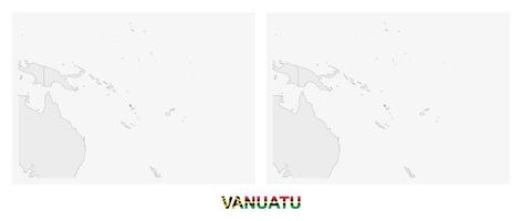 Due versioni di il carta geografica di vanuatu, con il bandiera di vanuatu e evidenziato nel buio grigio. vettore