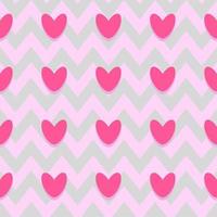 senza soluzione di continuità modello con rosa splendore cuori su zigzag rosa grigio sfondo. amore, San Valentino giorno concetti. geometrico astratto vettore design.