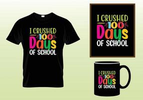 100 giorni di scuola maglietta design vettore