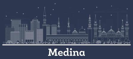 schema medina Arabia arabia città orizzonte con bianca edifici. vettore