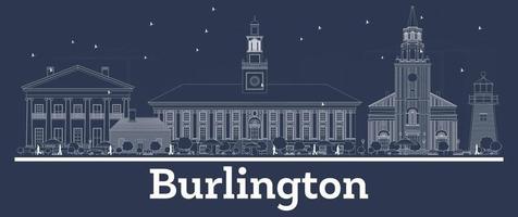 schema burlington Vermont città orizzonte con bianca edifici. vettore