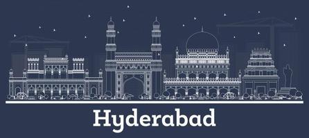 schema Hyderabad India città orizzonte con bianca edifici. vettore