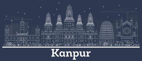 schema kanpur India città orizzonte con bianca edifici. vettore