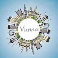 vienna Austria città orizzonte con colore edifici, blu cielo e copia spazio. vettore