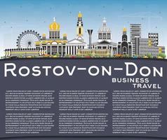 Rostov sul Don Russia città orizzonte con colore edifici, blu cielo e copia spazio. vettore