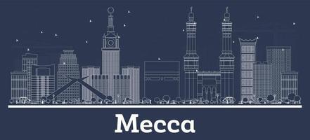 schema mecca Arabia arabia città orizzonte con bianca edifici. vettore