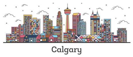 schema Calgary Canada città orizzonte con colore edifici isolato su bianca. vettore