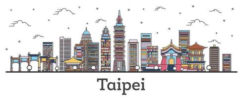 schema taipei Taiwan città orizzonte con colore edifici isolato su bianca. vettore