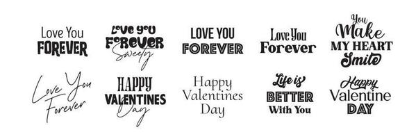 impostato di lettering per San Valentino giorno celebrazione vettore