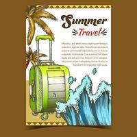 estate viaggio valigia su ruote manifesto vettore