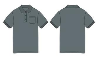 corto manica polo camicia complessivamente tecnico moda disegno piatto schizzo modello davanti e indietro Visualizza. abbigliamento vestito design vettore illustrazione finto su polo tee