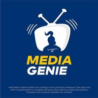 media genio vettore logo design. tv negozio logo design. genio vettore logo design modello.