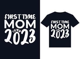 primo tempo mamma est. 2023 illustrazioni per pronti per la stampa magliette design vettore