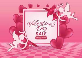 contento San Valentino giorno vendita promozione Schermo sito web bandiera vettore