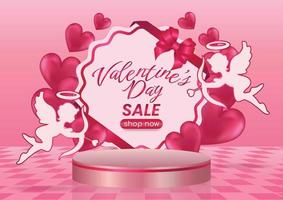 contento San Valentino giorno vendita Schermo sito web bandiera vettore