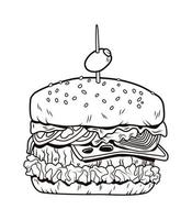 Hamburger monocromatico pop arte vettore