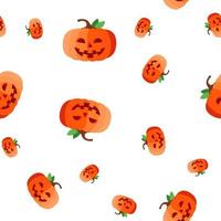 Halloween zucca senza soluzione di continuità modello vettore. il male arancia viso. carino grafico struttura. tessile sfondo. cartone animato colorato sfondo illustrazione vettore