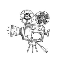 cinema telecamera schizzo mano disegnato vettore