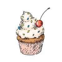 Cupcake schizzo mano disegnato vettore