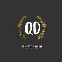 qd iniziale grafia e firma logo design con cerchio. bellissimo design manoscritto logo per moda, squadra, nozze, lusso logo. vettore