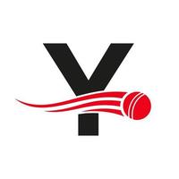 lettera y cricket logo concetto con palla icona per cricket club simbolo vettore modello. giocatore di cricket cartello