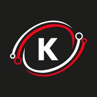 tecnologia logo design su K lettera concetto. tecnologia Rete logo modello vettore