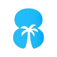 lettera 8 palma albero logo design concetto per viaggio spiaggia paesaggio icona vettore modello