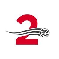 sport auto lettera 2 settore automobilistico auto riparazione logo design concetto con trasporto pneumatico icona vettore modello