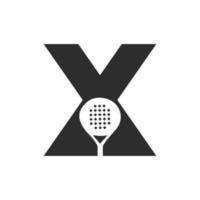 lettera X padel racchetta logo design vettore modello. spiaggia tavolo tennis club simbolo
