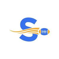 lettera S Rugby logo, americano calcio logo combinare con Rugby palla icona per americano calcio club vettore simbolo